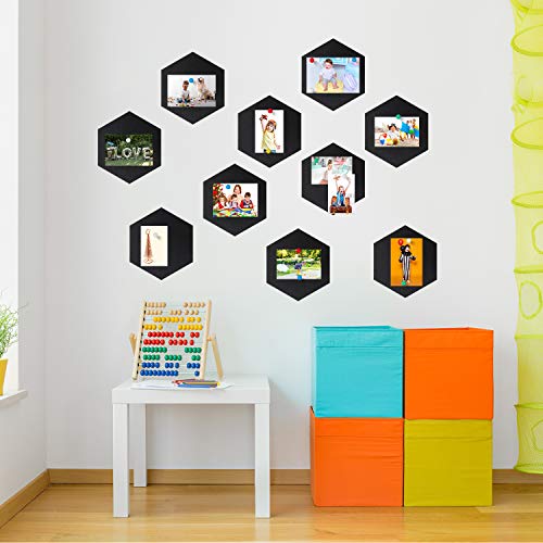 20 Packs Pin Board Hexagon Felt Board Tiles Black Bulletin Board Memo Board Notice Board with 40 Pieces Push Pins, Decoration for Home Office Classroom Wall 5.9 x 7 inches/ 15 x 17.7 cm