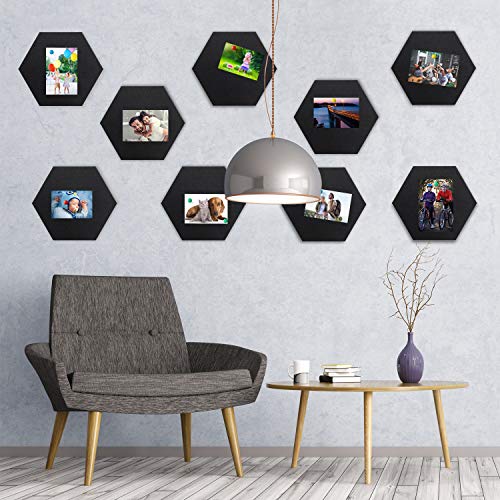 20 Packs Pin Board Hexagon Felt Board Tiles Black Bulletin Board Memo Board Notice Board with 40 Pieces Push Pins, Decoration for Home Office Classroom Wall 5.9 x 7 inches/ 15 x 17.7 cm