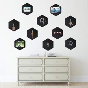 20 Packs Pin Board Hexagon Felt Board Tiles Black Bulletin Board Memo Board Notice Board with 40 Pieces Push Pins, Decoration for Home Office Classroom Wall 5.9 x 7 inches/ 15 x 17.7 cm