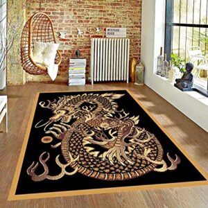 Oriental Asian Japanese Dragon Area Rug Carpet (5’ 3” X 7’ 5”)