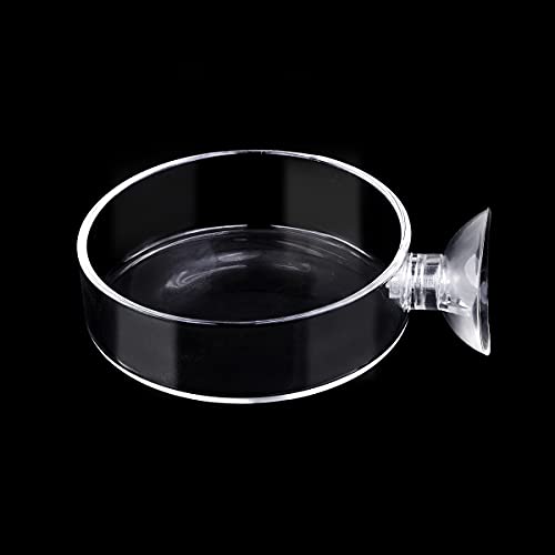 WEAVERBIRD 60mm Aquarium Shrimp Feeder Dish with Suction Glass Fish Tank Feeding Bowls Round Clear Dishes Tray