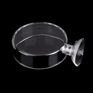 WEAVERBIRD 60mm Aquarium Shrimp Feeder Dish with Suction Glass Fish Tank Feeding Bowls Round Clear Dishes Tray