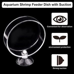 WEAVERBIRD 60mm Aquarium Shrimp Feeder Dish with Suction Glass Fish Tank Feeding Bowls Round Clear Dishes Tray