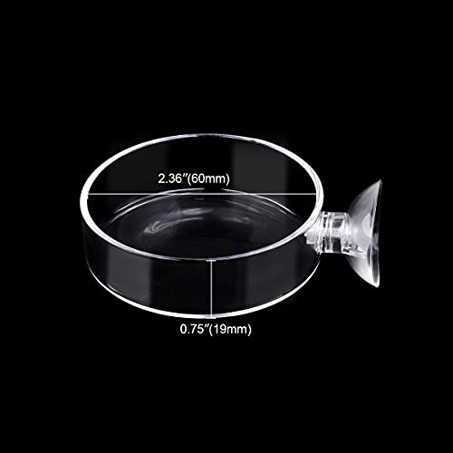 WEAVERBIRD 60mm Aquarium Shrimp Feeder Dish with Suction Glass Fish Tank Feeding Bowls Round Clear Dishes Tray