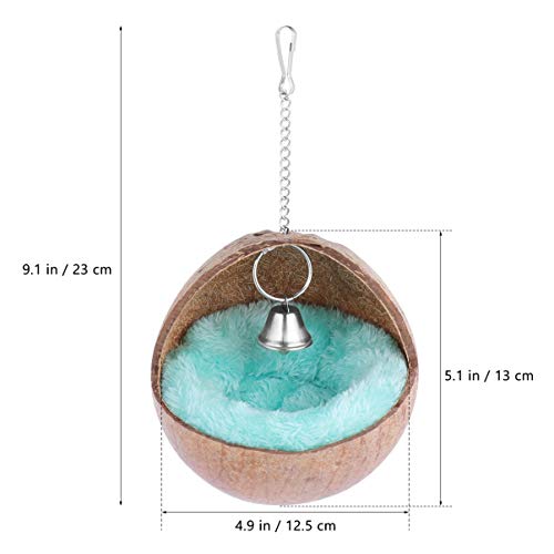 POPETPOP Hanging Hamster House Bed - Warm Small Animal Nest Coconut Shell Sleeping Bed with Cushion, Rat Hamster Hammock Small Animals Cage Nest Accessories