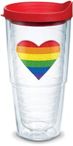 tervis pride heart made in usa double walled insulated tumbler travel cup keeps drinks cold & hot, 24oz, classic