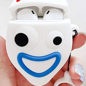 Forky AirPod Case Protective Cover Soft Silicone Shockproof for Apple AirPods 2 & 1, Toy Story 4 Forky Bag Pendant Decor Keychain Airpods Case (Happy Forky)