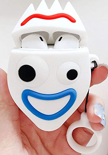 Forky AirPod Case Protective Cover Soft Silicone Shockproof for Apple AirPods 2 & 1, Toy Story 4 Forky Bag Pendant Decor Keychain Airpods Case (Happy Forky)