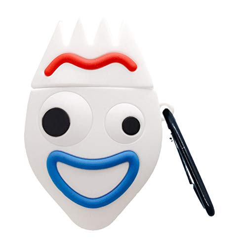 Forky AirPod Case Protective Cover Soft Silicone Shockproof for Apple AirPods 2 & 1, Toy Story 4 Forky Bag Pendant Decor Keychain Airpods Case (Happy Forky)