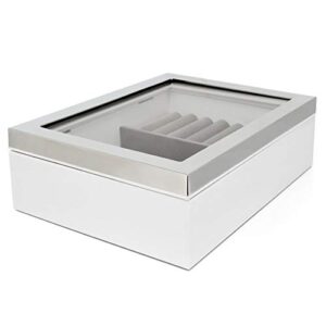 zilverstad 7624130 jewelry jewellery box with silver colour rim, white