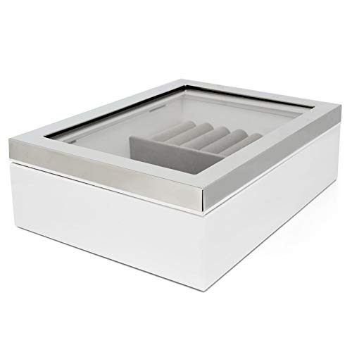 Zilverstad 7624130 Jewelry Jewellery Box with Silver Colour Rim, White