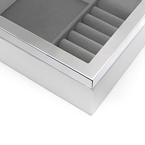 Zilverstad 7624130 Jewelry Jewellery Box with Silver Colour Rim, White