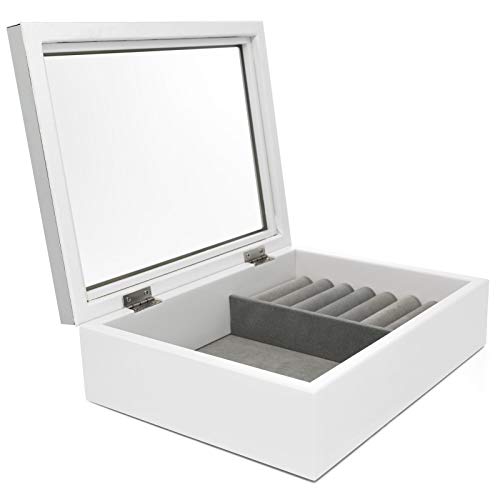 Zilverstad 7624130 Jewelry Jewellery Box with Silver Colour Rim, White