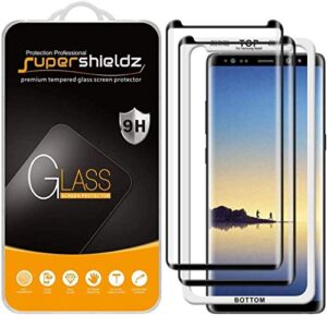 (2 pack) supershieldz designed for samsung galaxy note 8 tempered glass screen protector with (easy installation tray) 0.33mm, anti scratch, bubble free