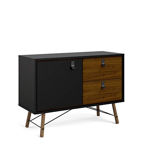 Tvilum 1 Door, 2 Drawer Sideboard, Black Matte/Walnut