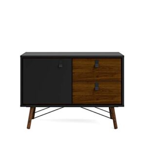 Tvilum 1 Door, 2 Drawer Sideboard, Black Matte/Walnut