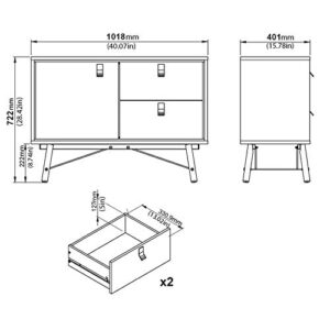 Tvilum 1 Door, 2 Drawer Sideboard, Black Matte/Walnut