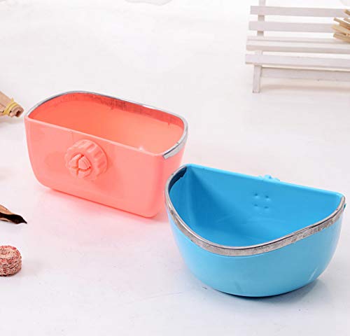 POPETPOP Small Pet Food and Water Bowl - Plastic Rabbit Feeding Bowl Bunny Guinea Pig Hay Feeder, Bird Food Basin Dish for Rabbit Guinea Pig Chinchilla (Random Color)