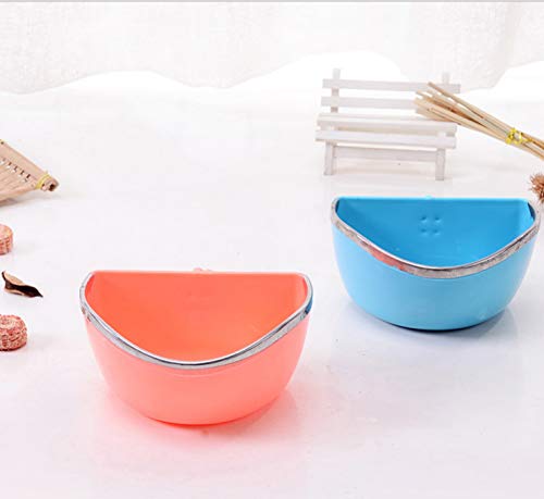 POPETPOP Small Pet Food and Water Bowl - Plastic Rabbit Feeding Bowl Bunny Guinea Pig Hay Feeder, Bird Food Basin Dish for Rabbit Guinea Pig Chinchilla (Random Color)