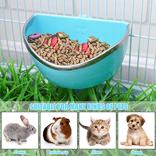 POPETPOP Small Pet Food and Water Bowl - Plastic Rabbit Feeding Bowl Bunny Guinea Pig Hay Feeder, Bird Food Basin Dish for Rabbit Guinea Pig Chinchilla (Random Color)