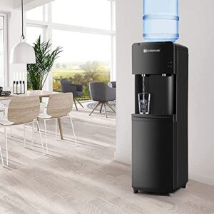 Water Coolers 5 Gallon Top Load,Hot/Cold Water Cooler Dispenser, Innovative Slim Design Energy Saving Freestanding with Child Safety Lock for Home or Office Black