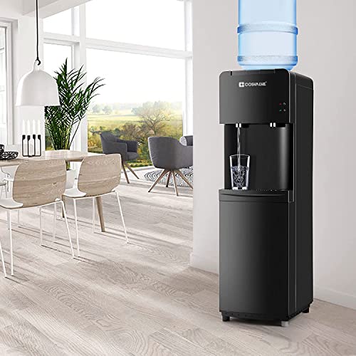 Water Coolers 5 Gallon Top Load,Hot/Cold Water Cooler Dispenser, Innovative Slim Design Energy Saving Freestanding with Child Safety Lock for Home or Office Black