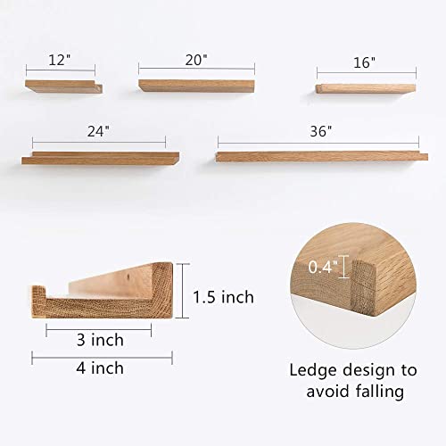 HOMWOO 36 Inch Floating Shelf Long Wall Shelf, Wall Mounted Natural Wood Picture Ledge Shelf for Living Room,Bedroom,Bathroom & Kitchen