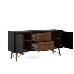 Tvilum Door, 2 Drawer Sideboard, Black Matte/Walnut