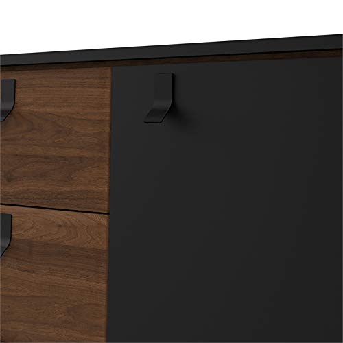 Tvilum Door, 2 Drawer Sideboard, Black Matte/Walnut