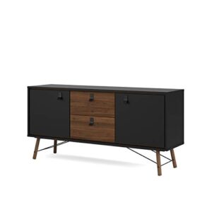 Tvilum Door, 2 Drawer Sideboard, Black Matte/Walnut