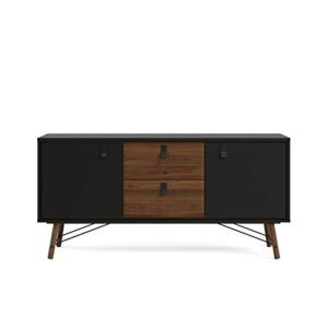 Tvilum Door, 2 Drawer Sideboard, Black Matte/Walnut