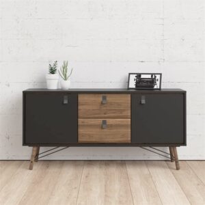 Tvilum Door, 2 Drawer Sideboard, Black Matte/Walnut