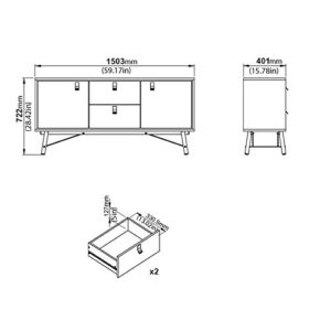 Tvilum Door, 2 Drawer Sideboard, Black Matte/Walnut