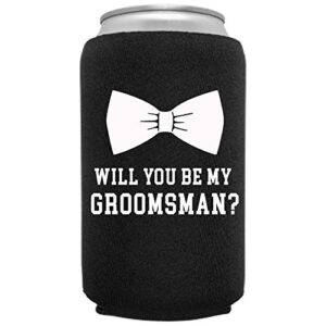 Cool Coast Products - Wedding Coolies | Groomsman Best Man Chug to Accept Black | 6 Pack | Funny Novelty Neoprene Hugger | Beer Holder | Bachelor Gifts | Quality Can Cooler (6 Pack)