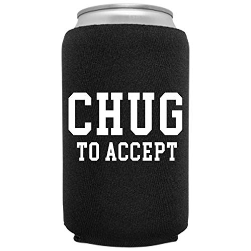 Cool Coast Products - Wedding Coolies | Groomsman Best Man Chug to Accept Black | 6 Pack | Funny Novelty Neoprene Hugger | Beer Holder | Bachelor Gifts | Quality Can Cooler (6 Pack)