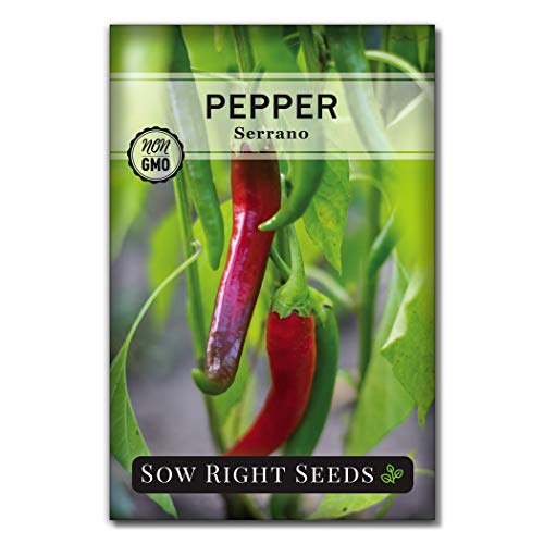 Sow Right Seeds - Hot & Sweet Pepper Seed Collection for Planting - Sunbright, Chocolate, Cayenne, California Wonder, Jalapeno, Anaheim, Cubanelle and Serrano - Non-GMO Heirloom Seeds to Plant