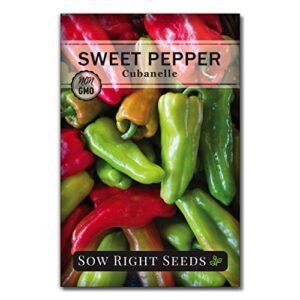 Sow Right Seeds - Hot & Sweet Pepper Seed Collection for Planting - Sunbright, Chocolate, Cayenne, California Wonder, Jalapeno, Anaheim, Cubanelle and Serrano - Non-GMO Heirloom Seeds to Plant
