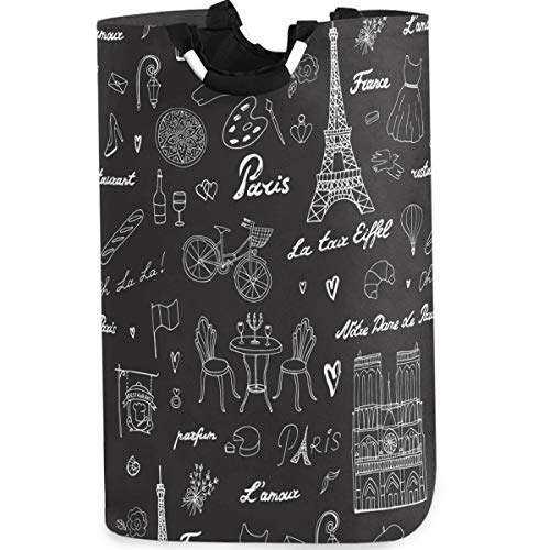 visesunny Collapsible Laundry Basket Paris Eiffel Tower Large Laundry Hamper Waterproof Foldable Fabric Dirty Clothes Toy Organizer for Bathroom Kids Room Dorm