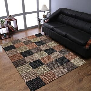 rugsotic carpets hand woven jute 8'x10' eco-friendly area rug geometric multicolor j00063