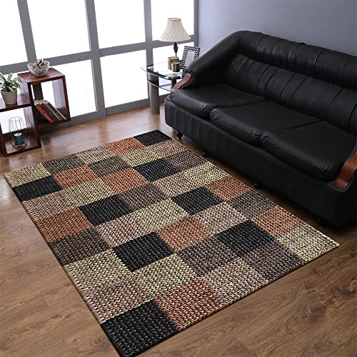 Rugsotic Carpets Hand Woven Jute 8'x10' Eco-Friendly Area Rug Geometric Multicolor J00063