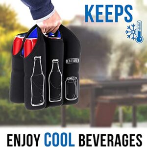 Yelloway 6 Pack Insulated Tote Beer Bottle Holder - Gift Idea -12 Can Carrier - Inexpensive Gift for Men - Birthday Unique Gag Koozie