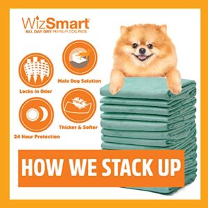 WizSmart Heavyweight Ultra Extra Large 10+ Cup Earth-Friendly & All-Day Dry Premium Dog and Puppy Potty Training Pads, Quick Drying, Absorbent, Odor-Free, Stay Put Tabs, 10+ Cup XL (24 Count)