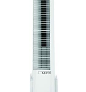 Lasko Oscillating Tower Fan, Remote Control, Timer, 4 Quiet Speeds, for Bedroom, Home Office and Kitchen, 38", White, T38400