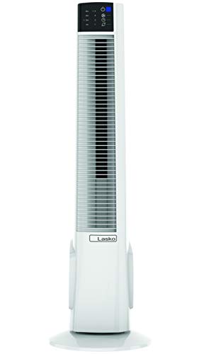 Lasko Oscillating Tower Fan, Remote Control, Timer, 4 Quiet Speeds, for Bedroom, Home Office and Kitchen, 38", White, T38400