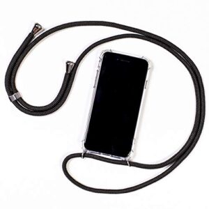 kilucase smartphone necklace - clear protective anti-shock case with lanyard strap cord in charcoal grey (compatible with iphone 11pro)