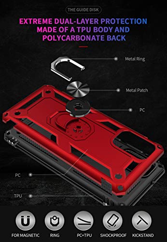 Military Grade Drop Impact for Samsung Galaxy S20 Plus Case,Galaxy S20+ Case 360 Metal Rotating Ring Kickstand Holder Magnetic Car Mount Armor Heavy Duty Cover Galaxy S20 Plus Phone Cas (Black)