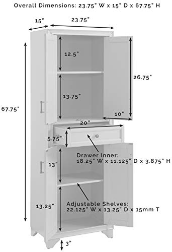 Crosley Furniture Tara Pantry, Distressed Gray