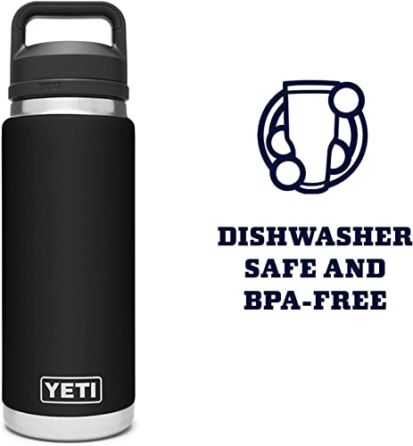 YETI Rambler 26 oz Bottle, Vacuum Insulated, Stainless Steel with Chug Cap, Black