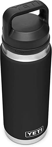 YETI Rambler 26 oz Bottle, Vacuum Insulated, Stainless Steel with Chug Cap, Black