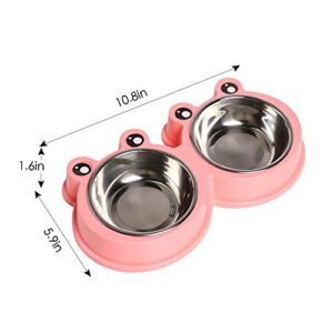 Double Dog Cat Bowls Premium Stainless Steel Pet Bowls with No-Slip Stainless Steel Cute Modeling Pet Food Water for Feeder Dogs Cats Rabbit and Pets